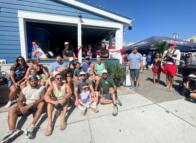 A crowd gathers at the AED tower ribbon-cutting ceremony Aug. 9 at The Starboard in Dewey Beach. SUBMITTED PHOTOS