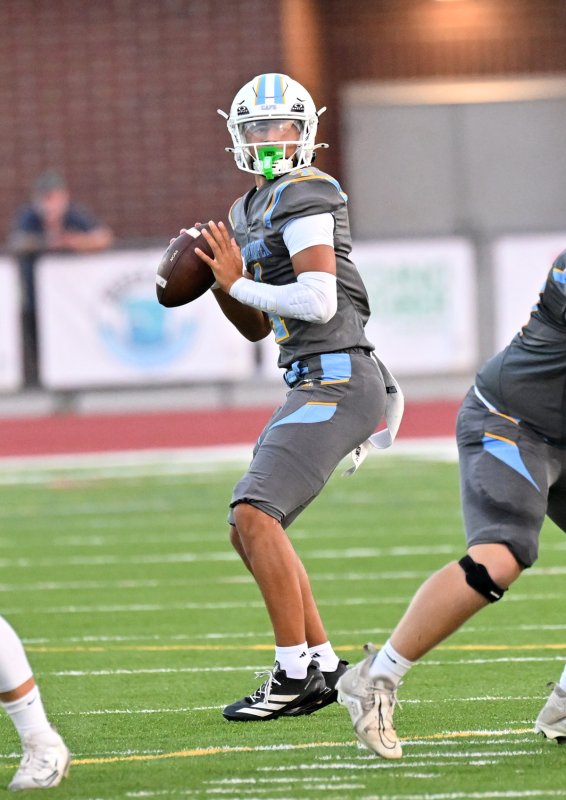 Cape quarterback Jameson Tingle looks downfield for a receiver.
