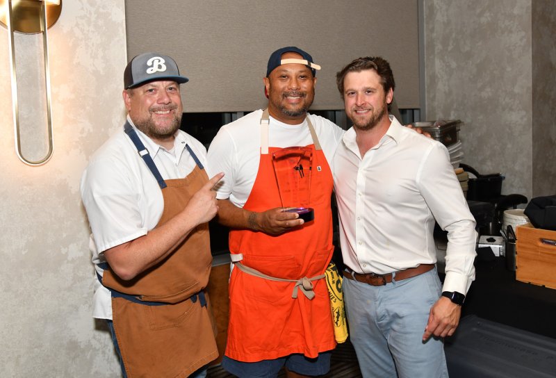 Top Chef Tableside winning chefs representing the Bluecoast Seafood Grill & Raw Bar are (l-r) Doug Ruley, Maurice Catlett and Michael Klabe. Their winning entree was a barrel-cut beef tenderloin. DAN COOK PHOTOS