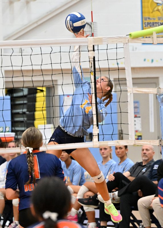 Cape senior Rylee Ockels slams a kill.