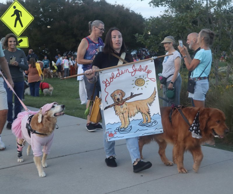 Tina Bauer leads the Gold Rush Parade through downtown Rehoboth Beach. GABRIELLE ZIEGLER PHOTOS