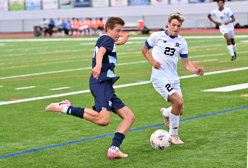 Cape sophomore Carter Matarazzi boots a pass across to Jackson Hess for a goal. He tallied two assists in the game.