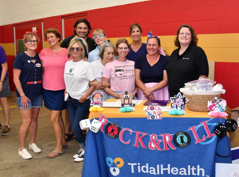 TidalHealth staff and friends are (l-r) Holly Adkins, Doreen Steeley, Dineille Lioyd, Paul Sonder, Jeanne Moore, Susie Yeo, Heather Demastus, Angela Daniel, Meredith Phillips-Woodard and Jill Tyler.