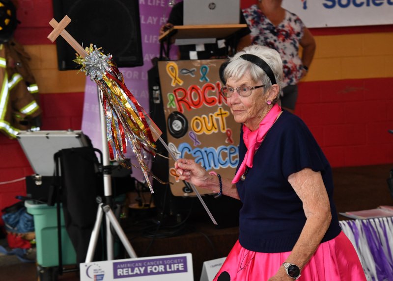 Carol Gartman of the Grace Church team participates in the survivor walk.