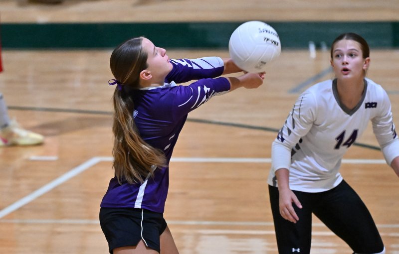 Royals senior Kamryn Zarebicki bumps a return.