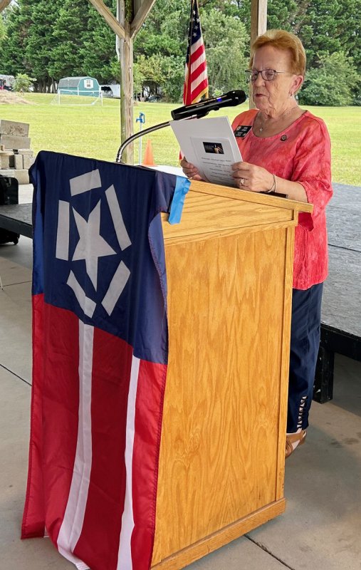 Post 28 Auxiliary President June Jones gives the closing remarks.