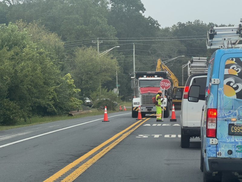 Lane closures have created traffic backups near the Cave Neck Road, Hudson Road and Sweetbriar Road convergence.