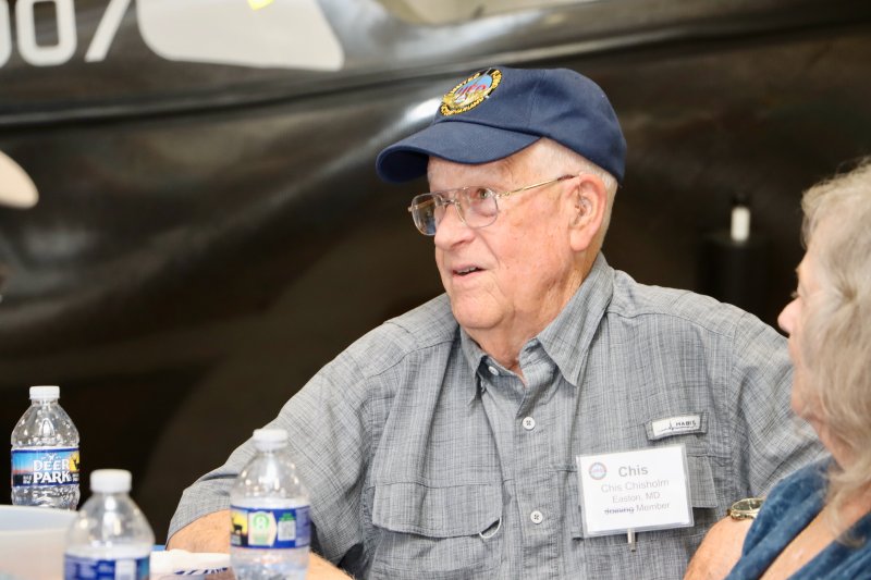Chis Chisolm of Easton, Md., was one of the many octogenarians who swapped pilot stories at the meeting.
