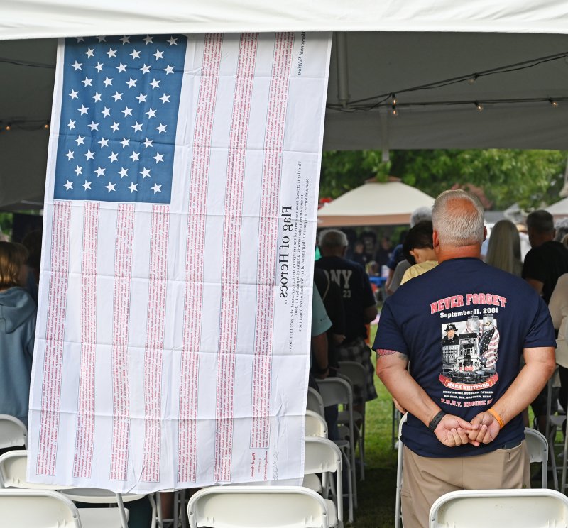 Sept. 11 remembrance shirts and flags always abound at the Whiftfords’ ceremony.