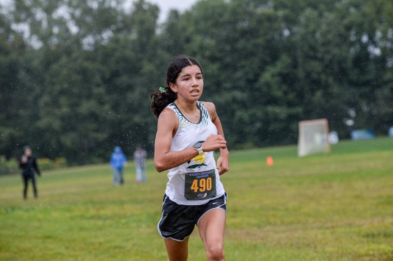 Natalie Murillo of Saint Mark’s wins the race in 20:00.