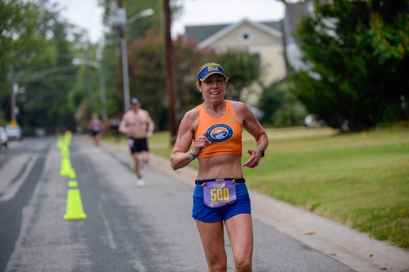 Lisa Levin wins the women’s race at the Cannonball 5K in 20:53.