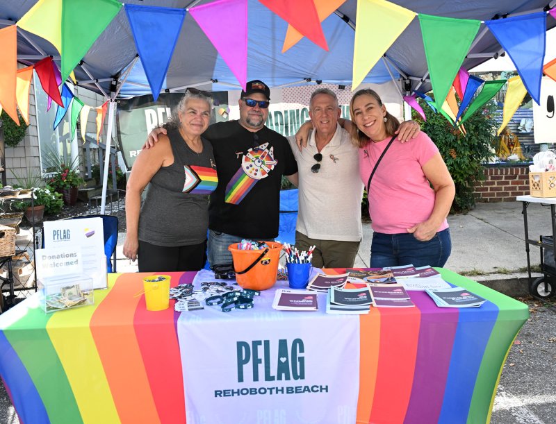 Working the PFLAG booth are (l-r) Lorraine and Dave Fahringer and Keith and Traci Decker. PFLAG is an extended family of the LGBTQ community. They’re made up of lesbian, gay, bisexual, transgender and queer individuals, family members and allies.