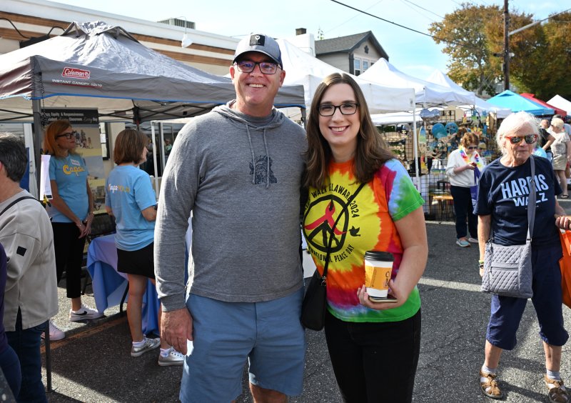 Sharing a moment at the event are Sen. Russ Huxtable, D-Lewes, and Congresswoman Sarah McBride.