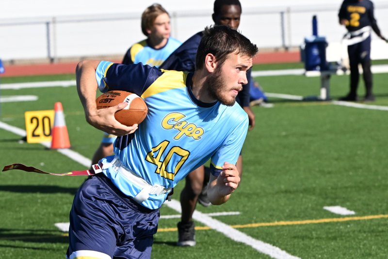 Cape’s Jaxon Benton runs for a long gain.