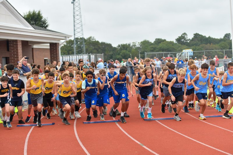 The start of the boys’ middle school cross country race.