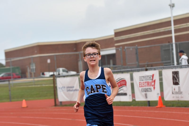 Joseph Jordan of Fred Thomas pushes to the finish.