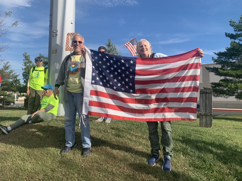 Participants show patriotism at the No Kings Day of Action in Rehoboth Beach. JACKIE SHOCKLEY PHOTO
