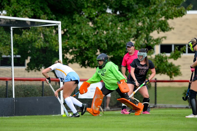 Ellen Ramsey knocks home a goal for Cape against Polytech. DAVE FREDERICK PHOTOS