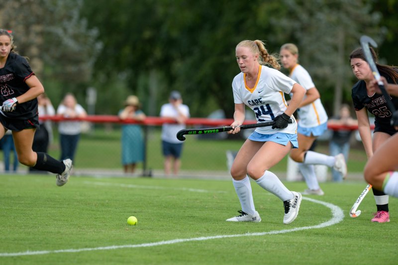 Teagan Baker works inside the circle.