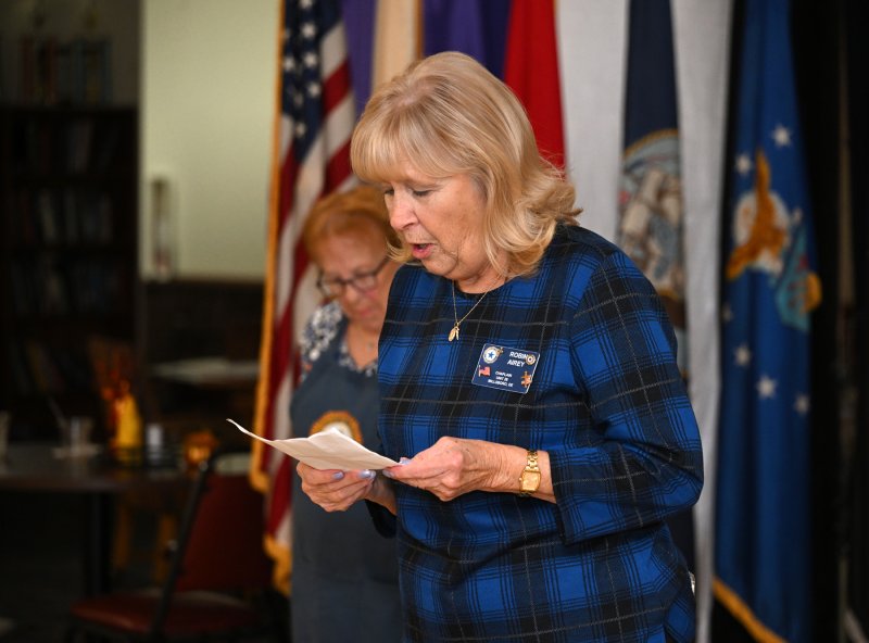 American Legion Post 28 Chaplain Robin Airey gives the blessing.
