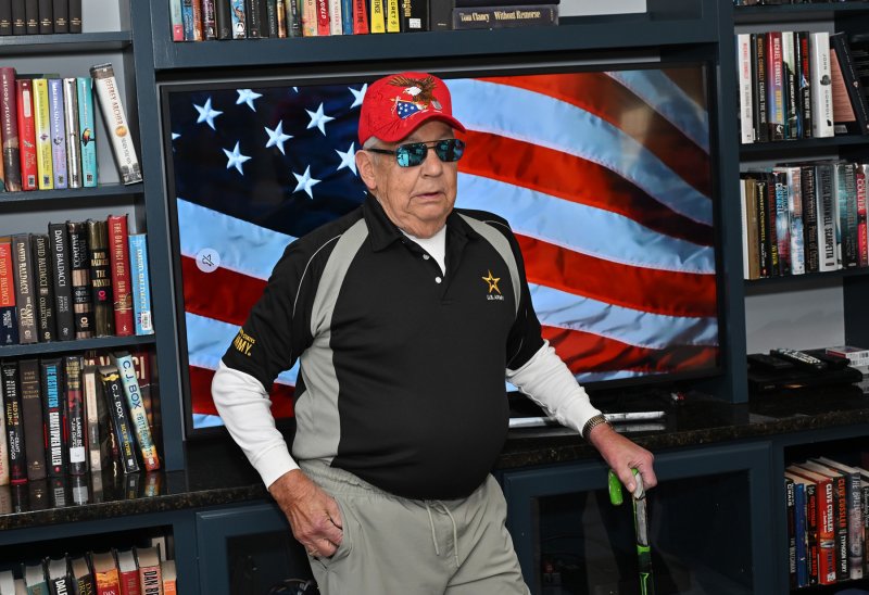 Army veteran Richard Mosley awaits the celebration.