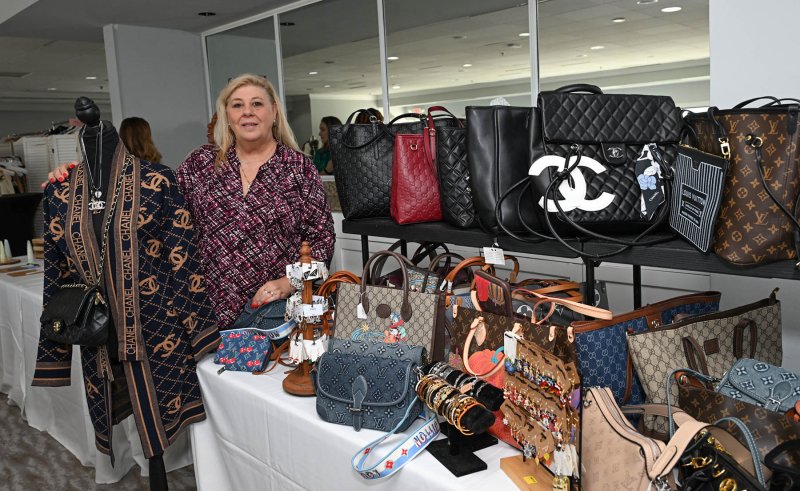 Vickie Rohrer from Classy & Sassy pocketbooks displays her unique wears.