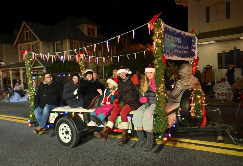 Mayor John Collier and members of the Milton government wish everyone a Merry Christmas from their 2024 parade float. DAN COOK PHOTO