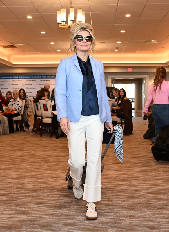 Dana Malek wears an outfit from Lucky Poppy.