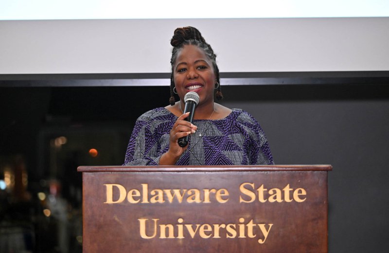 FSCAA board member Tesha Miller serves as mistress of ceremonies for the event.