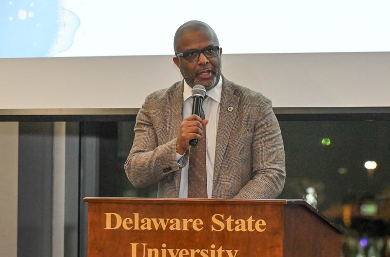 New Castle County Executive Marcus Henry speaks at the event.
