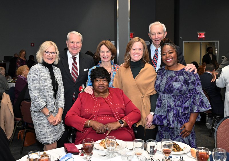 Congratulating Bernice Edwards are (l-r) Bethany Hall Long, Jack Young, Kathleen Kennedy Townsend, Delaware Lt. Gov. Kyle Evans Gay, Sam Beard and Tesha Miller.