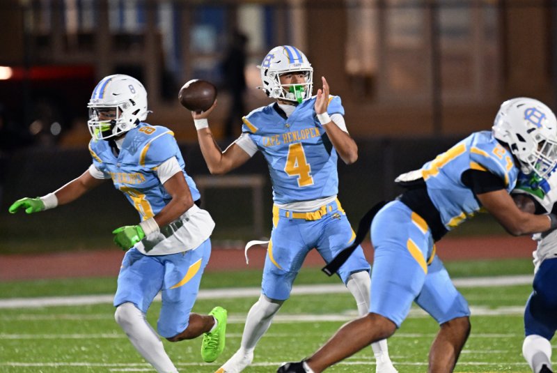 Cape quarterback Jameson Tingle looks for a receiver downfield.