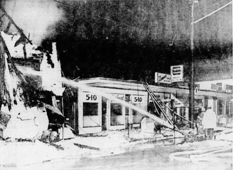 This photograph from 1966 shows firefighters battling a blaze at the Blue Hen Theatre. SOURCE: LES HENDRIX/EVENING JOURNAL