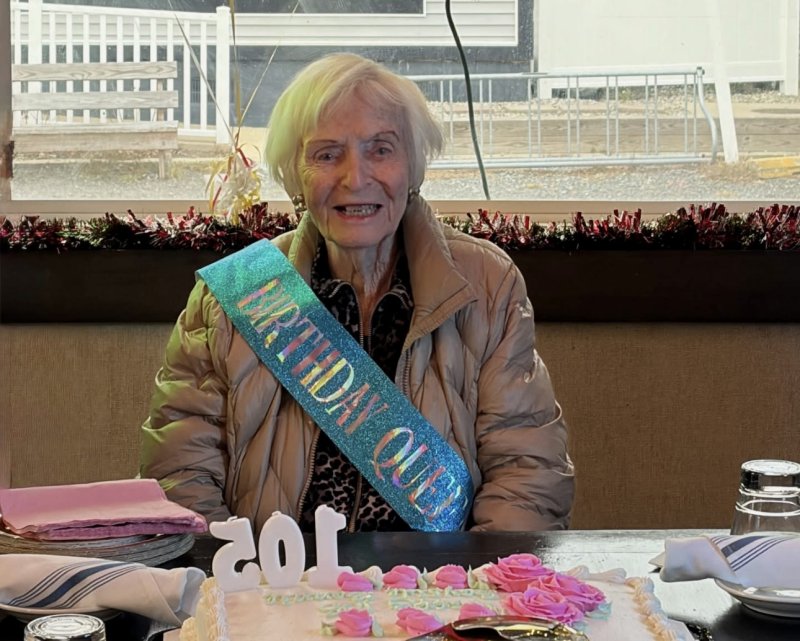 Dewey Beach resident Bonnie McCarthy dons a birthday sash at her 105th birthday party Nov. 16 at the Starboard Claw. SUBMITTED PHOTOS