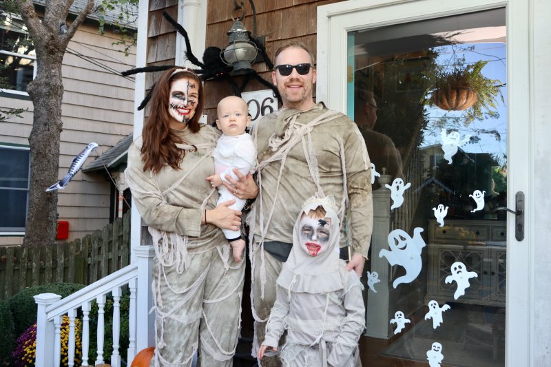 The Park family was able to scare up some costumes for trick-or-treaters who stopped by their Kings Highway home. Shown are (l-r) Siobhan, Cillian, Andrew and Finley Park.