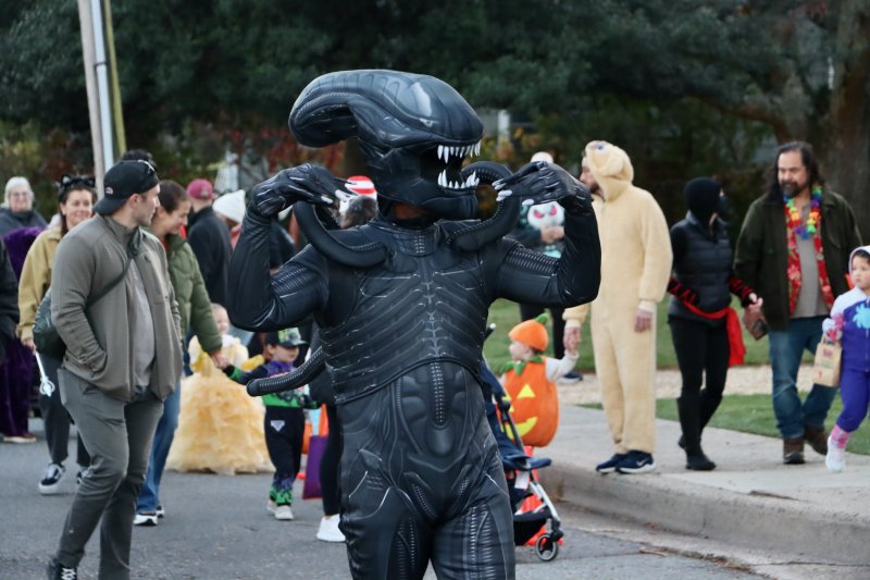 Alci Brea of Rehoboth Beach dresses as an alien.