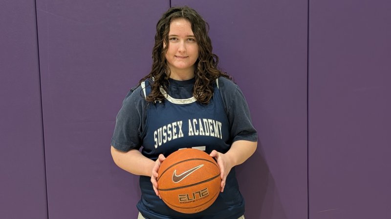 Sussex Academy’s Eva Boos is the lone senior on the girls’ basketball team this season. AARON R. MUSHRUSH PHOTOS