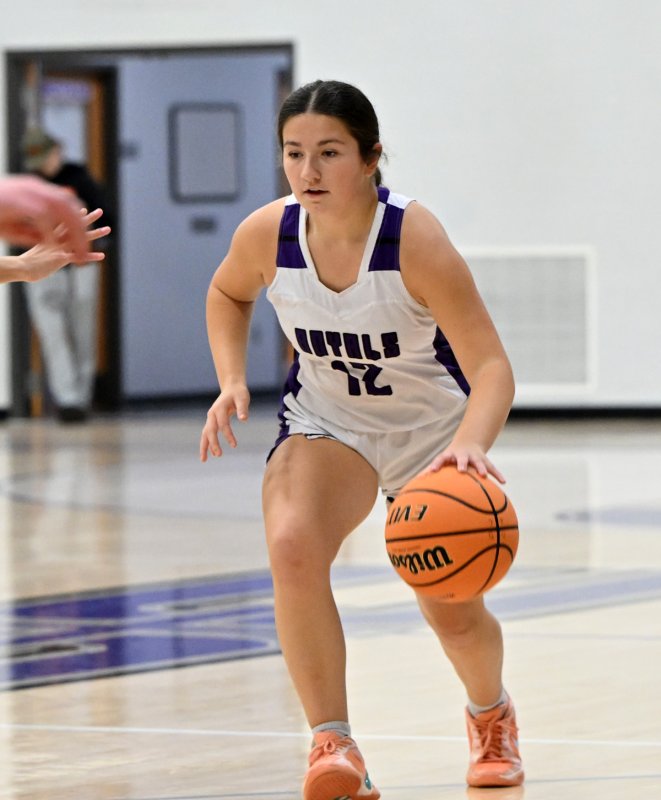 Sophomore MaryKate Dougherty leads a fast break.