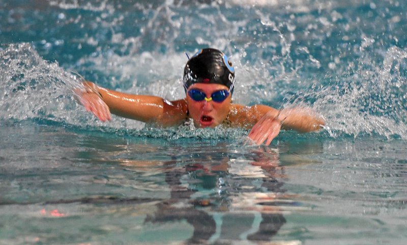 Cape freshman Sara Caldwell swims the fly leg of the 200 IM.