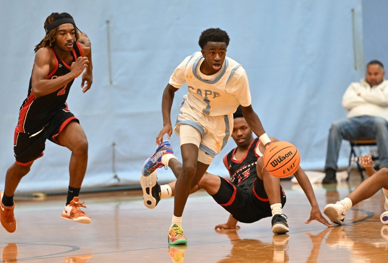 Cape junior guard Stephen Sivels takes off on a fast break.