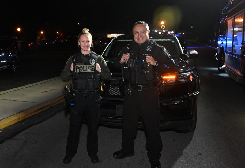 Keeping the parade safe are Emily Botchie of the Milton Police Department and Washington Alava from Ocean View PD.