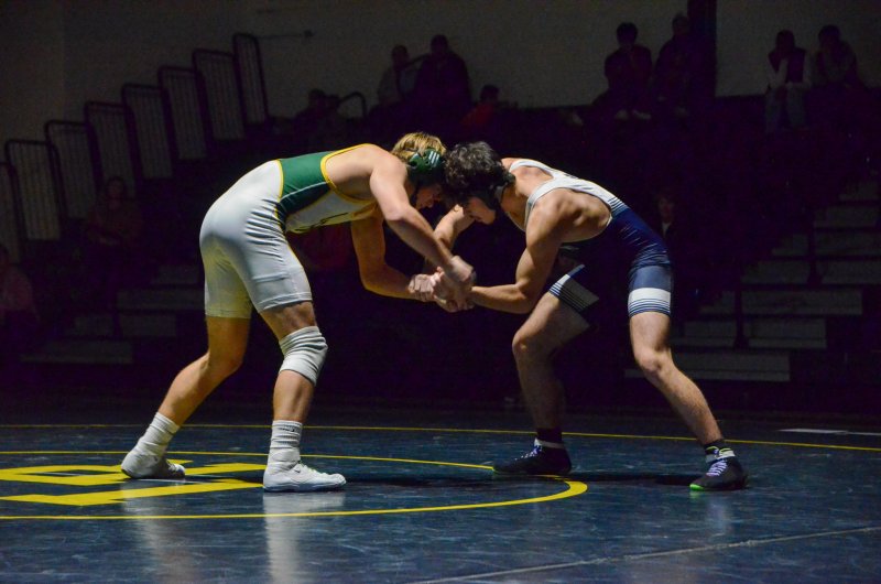 Sussex Academy junior Will Hendershot tries to get a clear path to a shot.