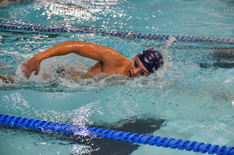 Sussex Academy senior Angel Figueroa slices through the water.