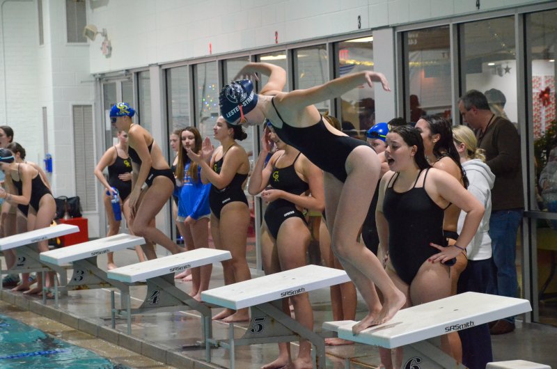 Sussex Academy senior Sarah Lester-Stranick gets ready to jump in.