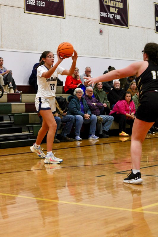 Sussex Academy eighth-grader Savannah Hope passes inside.