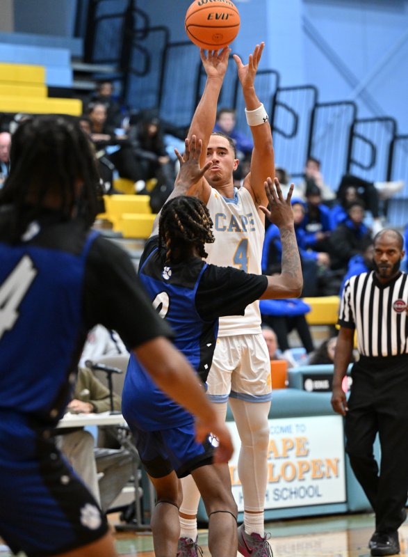 Cape junior guard Jameson Tingle hits a three.