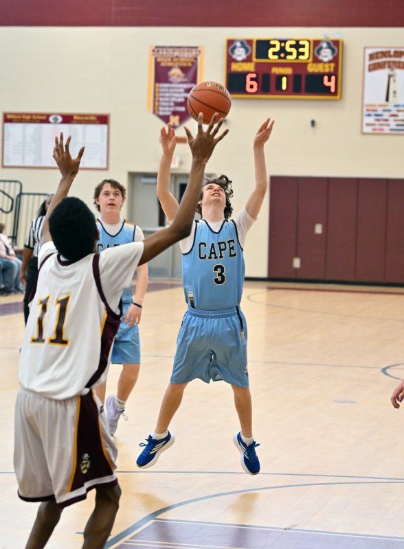 Xavier Zimmer takes a shot for the Vikings. He scored two points in the contest.