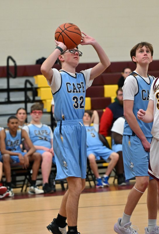 Cape freshman Cullen Oliver hits two of his four points in the game.
