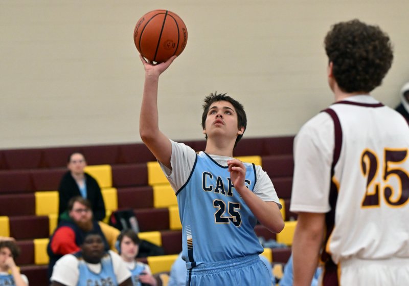 Cape sophomore Aiden Curran hits a deuce in the paint.