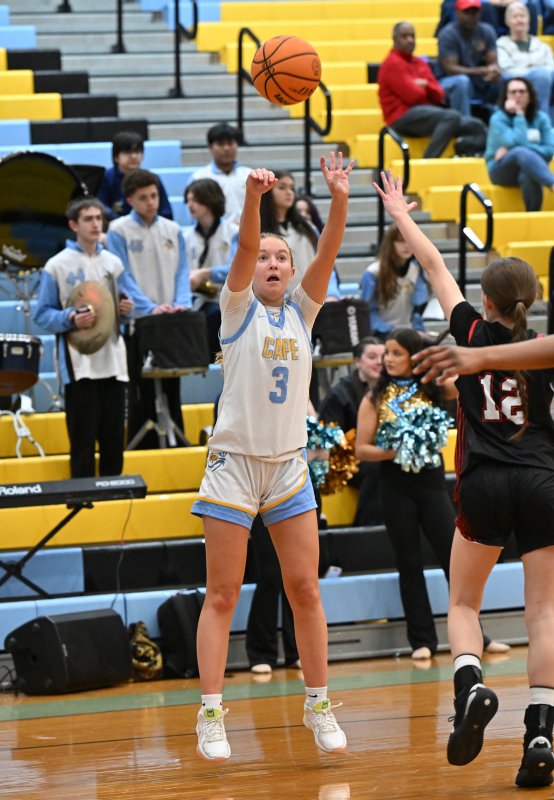 Cape junior Mairead Rishko takes a three.
